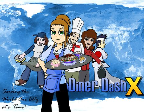 User LPhi has created Diner Dash X. Awesome! Diner Dash, Diner, Vault Boy, Comic Books, Comic Book Cover, Fan Art, Fan, Comics, Book Cover