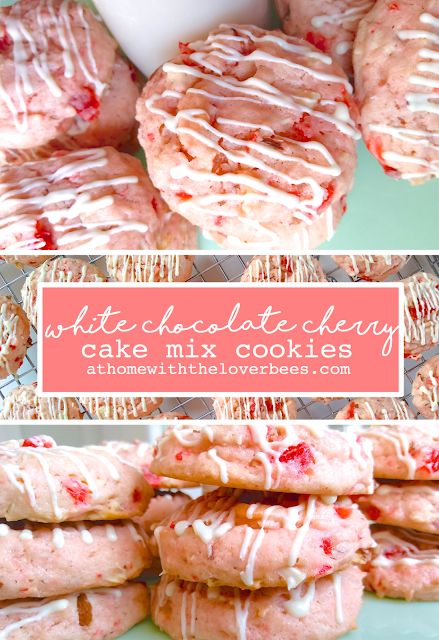 White Chocolate Cherry Cake Mix Cookies Pin Cherry Cake Mix Cookies, Cherry Chip Cake Mix, Cherry Chip Cake, White Chocolate Cherry, Cake Mix Cookie Bars, Cake Box Cookies, Recipes Using Cake Mix, Chocolate Cake Mix Cookies, Boxed Cake Mixes Recipes