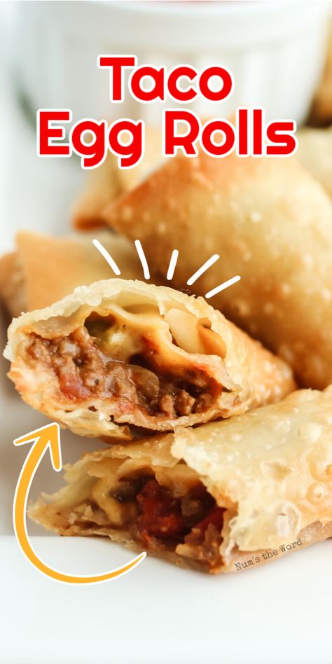 Taco Egg Rolls, Egg Roll Wraps, Homemade Egg Rolls, Wonton Recipes, Food Carts, Egg Roll Recipes, Fried Foods, Roll Recipes, Wontons