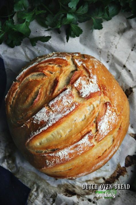 Dutch Oven Bread: Bread for beginners Sandra's Easy Cooking Crusty Bread Dutch Oven, Dutch Oven Bread All Purpose Flour, Ceramic Dutch Oven Bread, Mini Dutch Oven Bread, Easy Bread Recipes Cast Iron, Dutch Oven Yeast Bread, Simple Dutch Oven Bread, Cooking Bread In A Dutch Oven, Dutch Oven Soda Bread