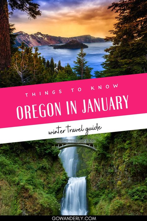 Essential information for traveling to Oregon in January. Oregon Things To See, Oregon In December, Oregon In November, Oregon Must See Places, Oregon Travel 4 Days, Bend Oregon Aesthetic, Day Trips From Portland Oregon, Lebanon Oregon, Bend Oregon Winter