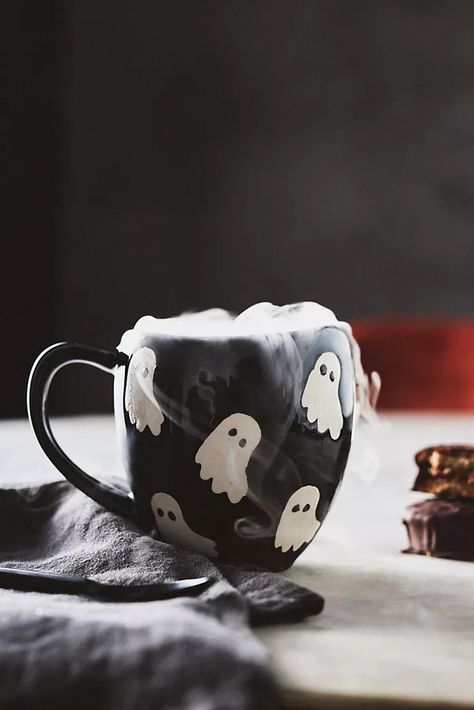 Best Gifts for Coffee Lovers | Anthropologie Handpainted Mug, Ma Design, Sweet And Spooky, Christmas Pottery, Castlevania Wallpaper, Halloween Trends, Coffee Games, Family Estate, Handmade Mug