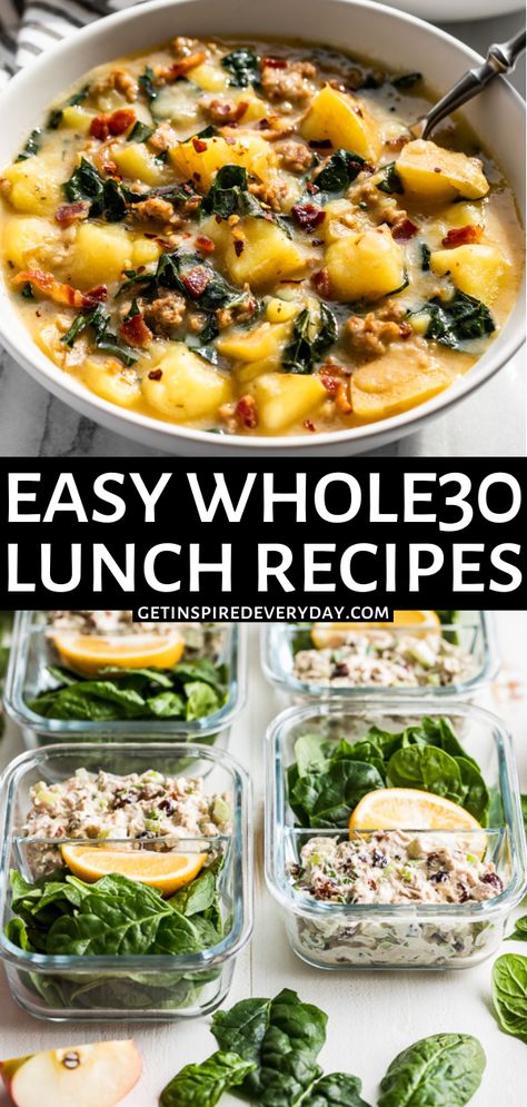 Dairy Free And Gluten Free Lunch Ideas, Whole 30 Easy Lunch On The Go, Whole 30 Lunch Meal Prep, Easy Whole 30 Lunch, Whole 30 Lunches For Work, Quick Whole 30 Dinner, Whole 30 Soup Recipes, Whole 30 Lunch Ideas, Weekday Lunch Ideas