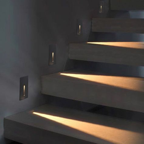 Stairs Light Design, Lighting Stairs, Stair Wall Lights, Stair Lights Indoor, Staircase Wall Lighting, Staircase Lighting Ideas, Stairs Lighting, Stairway Lighting, Led Step Lights