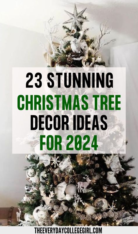 Looking for new ideas to decorate your Christmas tree? Here are 23 unique Christmas tree ideas to make your tree stand out this holiday season. Different Christmas Tree Color Themes, Best Christmas Tree Color Schemes, Decorated Slim Christmas Trees Ideas, Home Made Xmas Tree Decorations, Natural Christmas Trees Decorated, How To Top A Christmas Tree, Men Christmas Tree Ideas, Droopy Christmas Tree, Most Popular Christmas Tree Decorations