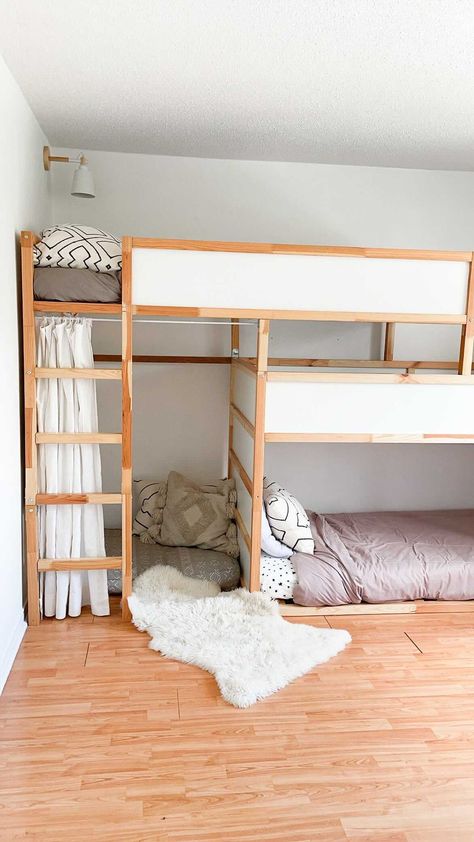 Ikea Bunk Bed Kura Shared Rooms, Ikea Kura For Two, Ikea Kura Triple Bunk Bed, Ikea Kura Bed Hack 3 Kids, Raised Ikea Kura Bed, 3 Beds In A Room, Two Ikea Kura Beds One Room, Kura Triple Bunk Bed, Three Beds One Room