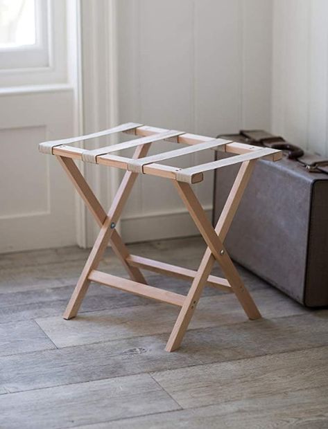 Garden Trading FLBE01 Weekend Folding Luggage Rack-Beech, Spruce, Natural : Amazon.co.uk: Home & Kitchen Garden Trading, Luggage Rack, House Doctor, Luggage Storage, Grand Hotel, Guest Bedroom, Large Furniture, Storage Shelves, Guest Room