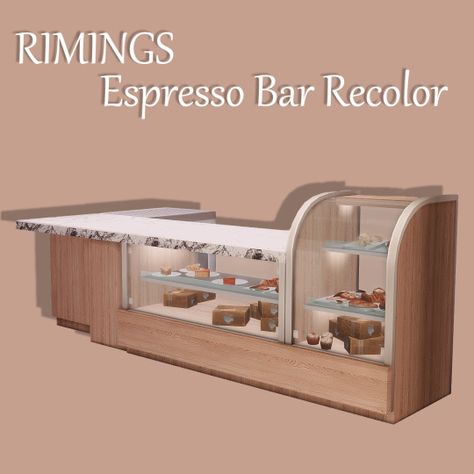 (99+) RIMINGS on Tumblr Sims 4 Restaurant, Lotes The Sims 4, The Sims 4 Lots, Sims 4 Kitchen, The Sims 4 Packs, David Sims, Cafe Furniture, Espresso Bar, Sims Games