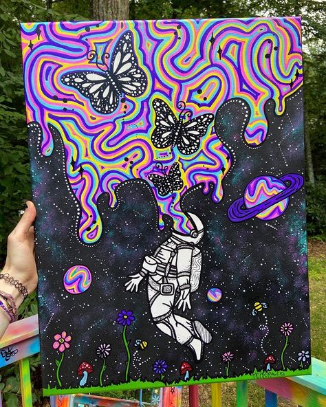 Savannah Saturn, Trippy Drawings, Psychadelic Art, Trippy Painting, Posca Art, Hippie Painting, Simple Canvas Paintings, Cute Canvas Paintings, Indie Art