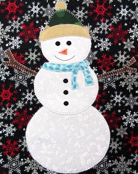 This free sewing pattern is the “Snowman Applique”.  Super cute.  Don’t miss it! Christmas Applique Patterns, Snowman Applique, Snowman Blocks, Applique Template, Tea Light Snowman, Snowman Costume, Appliqué Patterns, Cardboard Christmas Tree, Homemade Things