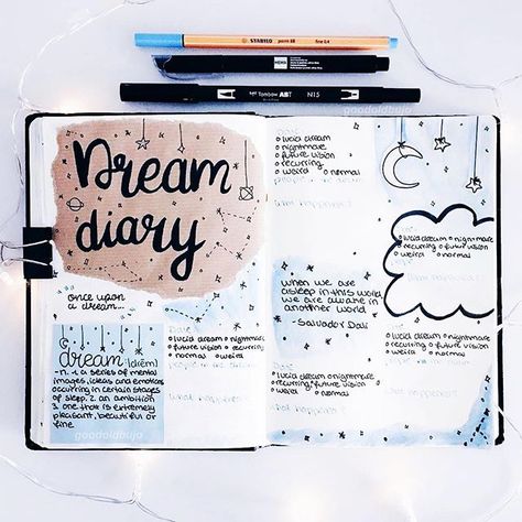 What a dreamy  dream diary from @goodoldbujo - 🌙 dream diary 💭✨ . happy friday everyone ☺️💙 . . . . . . . #bulletjournaling #showmeyourplanner #organised  #bulletjournalnewbie #bulletjournallove #im Dream Diary, Bullet Journal 2019, Diary Diy, Creating A Bullet Journal, Lifestyle Ideas, Dream Book, Dream Journal, Diary Ideas, Bullet Journal Writing