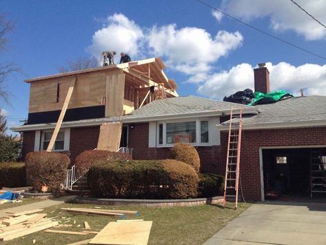 Ranch House Second Story Addition, Adding Upstairs To Ranch, Ranch Home 2nd Floor Addition, Ranch With Second Floor Addition, Partial Second Story Addition Ranch, Half Story Addition, Ranch House Second Floor Addition, Adding Second Floor To Ranch House, How To Add An Addition To Your House