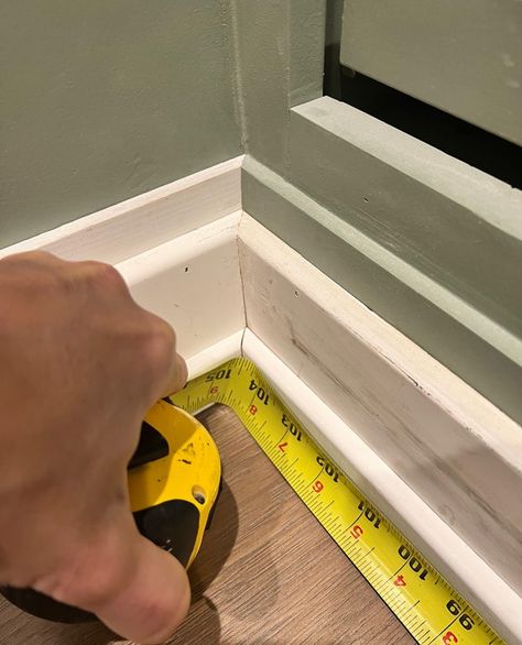 Installing Baseboards, Diy Baseboards, Tall Baseboards, How To Install Baseboards, Nightstand Plans, Diy Home Upgrades, Diy Custom Closet, Diy Household Tips, Baseboard Trim