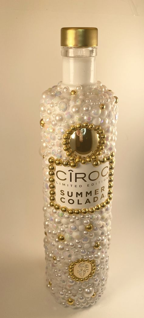 Ciroc Bottle Decorated, Gem Alcohol Bottle, Badazzel Liquor Bottles, Glitter Bottles Alcohol, Bedazzled Alcohol Bottle, Custom Liquor Bottles, Glam Bottles, Bedazzled Bottles, Ciroc Bottle