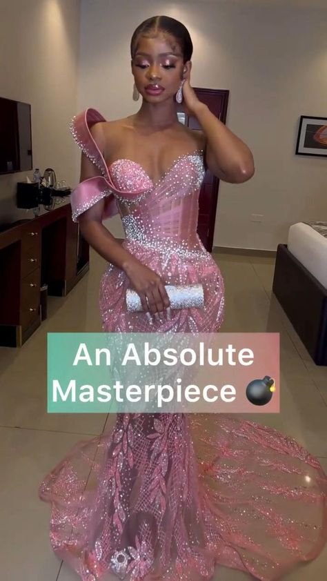 Nigerian Elegant Dresses, Veekee James Ankara Styles, Long Embellished Dress, Trending Lace Asoebi Styles 2022, Nigerian Corset Lace Styles, Pink African Prom Dress, Mesh Prom Dress Long, Prom Dresses 2022 Long Black, Pink Corset Top Prom Dress