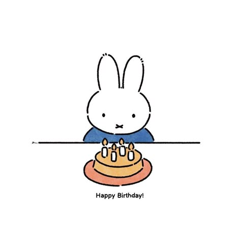 Miffy Birthday Cards, Miffy Illustration, Miffy Painting, Miffy Doodle, Miffy Birthday, Miffy Cake, Miffy Party, Miffy Wallpaper, Cute Journals