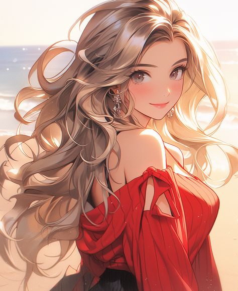 Blonde Haired Anime Female, Anime Blonde Hair Female, Anime Photo Profile Cool, Blonde Hair Characters, Anime Brown Hair, Dress Illustration, Girly Art Illustrations, Anime Hair, Blonde Women