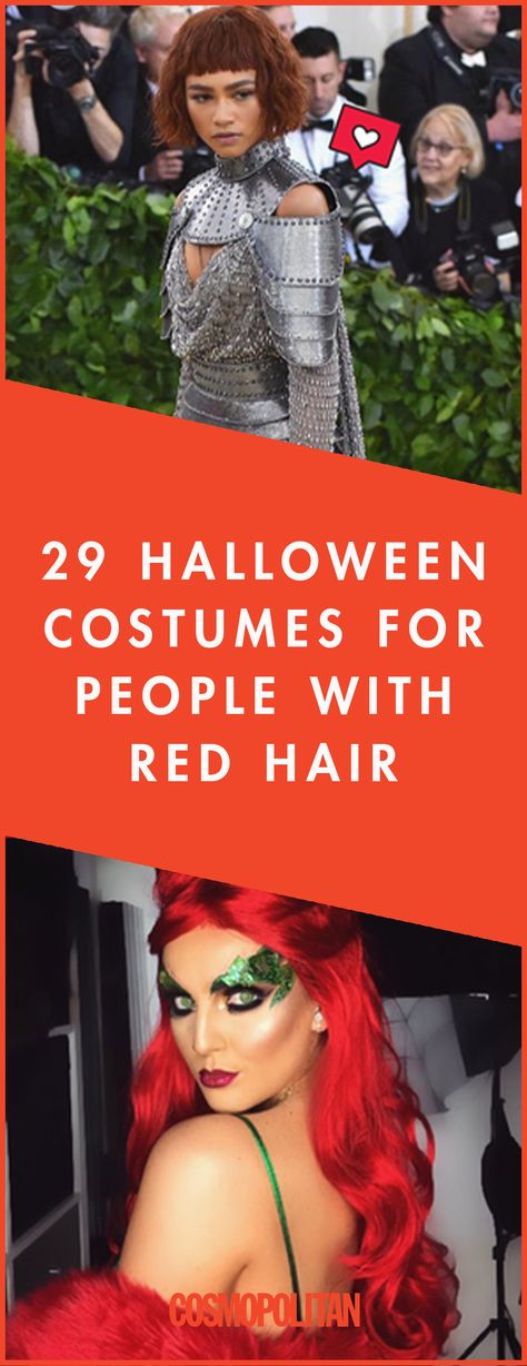 Here, 29 red hair Halloween costume ideas, whether you're a natural redhead or you want to break out a red wig for the occasion. Redheaded Halloween Costumes, Halloween Ideas For Red Hair, Halloween Outfits With Red Hair, Hallowen Costume Ideas Red Hair, Couple Costumes Redhead, Best Halloween Costumes For Red Heads, Red Hair Costume Ideas Redheads, Easy Red Head Costume Ideas, Redhead Characters Halloween