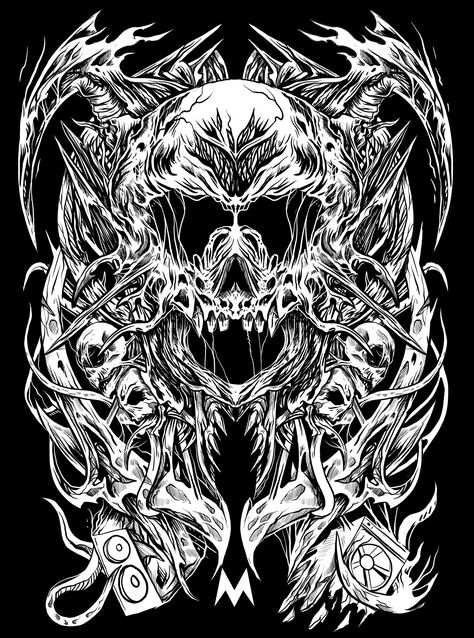 Metal Wallpaper, Illustration Music, Paint Brush Drawing, Evil Skull Tattoo, Scary Wallpaper, Graphic Design Collection, Tshirt Printing Design, Sketch Tattoo Design, Tattoo Lettering Fonts