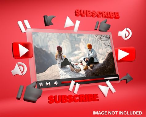 Youtube media player mockup in 3d style | Premium Psd #Freepik #psd #youtube-mockup #video-3d #video-mockup #youtube-3d Freepik Mockup, Youtube Website, Channel Ideas, Youtube Business, Youtube Channel Ideas, Video Mockup, 3d Video, Win Money, Social Media Images