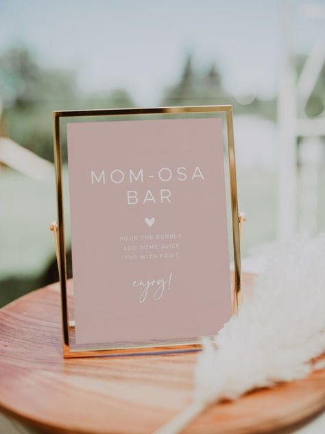 Momosa Bar Printable Sign Baby Shower Mom-osa Bar | Etsy Australia Mum-osa Bar, Mom Osa Bar Ideas, Mom Osa Bar Sign, Mom-osa Bar Sign, Minimalist Diy, Blush Pink Baby Shower, Bachelorette Weekend Itinerary, Mom-osa Bar, Mimosa Bar Sign