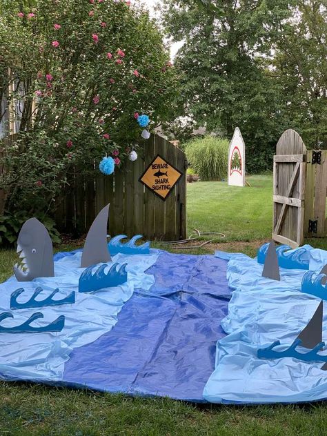 Underwater Decorations, Sharks Birthday Party, Underwater Theme Party, Underwater Birthday, Shark Week Party, Shark Party Decorations, Underwater Party, Under The Sea Decorations, Shark Themed Party