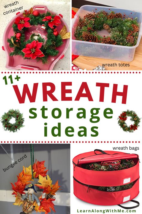 Do you have a lovely wreath you want to display again next year? Check out these wreath storage ideas. 
Hopefully at least one of these ideas will work for your wreath collection.

It includes different wreath storage bags, wreath storage containers, and ways to store wreaths with things you probably already have around the house. 

Check it out and be prepared to store your beautiful wreaths.

#Christmasdecorations  #Christmas  #Falldecor  #wreathstorageideas Store Wreaths Ideas, Wreath Storage Ideas Organizing, How To Store Wreaths, Wreath Storage Ideas, Storing Wreaths, Wreath Storage Containers, Store Christmas Lights, Christmas Light Storage, Stick Wreath