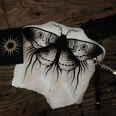 Gothic Moth Tattoo, Gothic Moth, Moth Tattoo Design, Insect Tattoo, Witch Tattoo, Inspiration Tattoos, Moth Tattoo, Spooky Tattoos, Tattoo Art Drawings