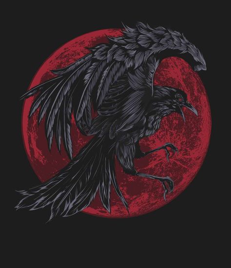 Crow - Imgur Black, Tattoos, Red Moon, Black Bird, A Black, Moon, Red