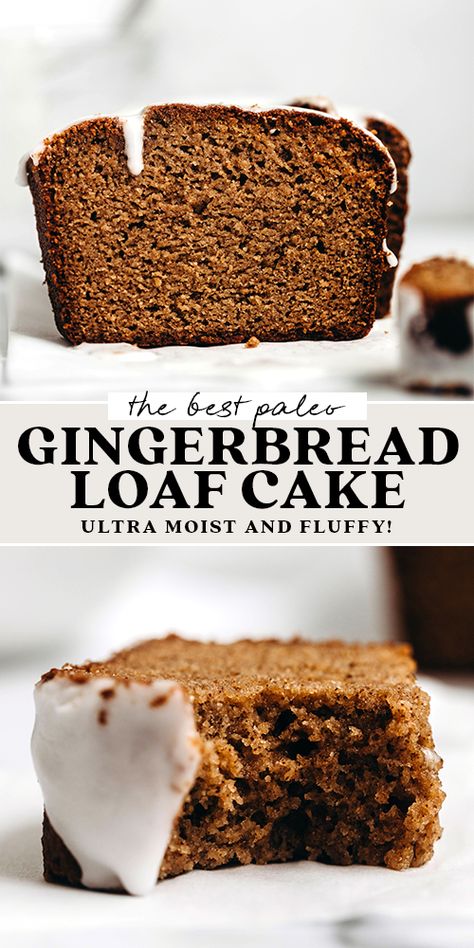 Date Sweetened Gluten Free Desserts, Date Cake Gluten Free, Vegan Gluten Free Holiday Recipes, Vegan Gingerbread Cake, Oat Flour Gingerbread, Vegan Gingerbread Loaf, Gingerbread Loaf Cake, Glazed Gingerbread, Paleo Gingerbread