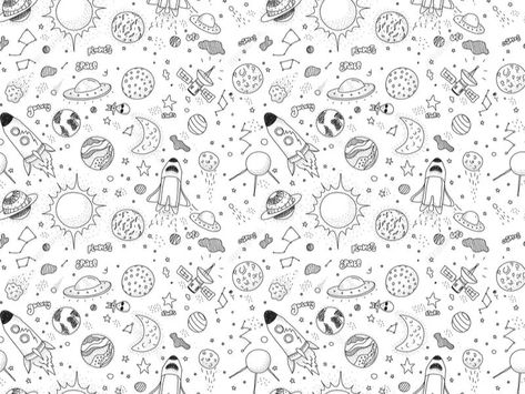 Doodle For Beginners, Space Doodles, Planet Drawing, Unique Wrapping Paper, Doodle Pages, Architecture Concept Diagram, Easy Doodle Art, Star Wars Fan Art, Hand Drawn Vector