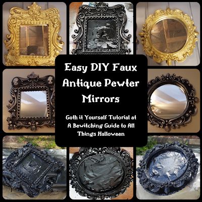 Halloween Easy Diy, Mirror Redo, Halloween Antiques, Gothic Mirror, Victorian Picture Frames, Gothic Pictures, Mirror Frame Diy, Victorian Frame, Antique Picture Frames