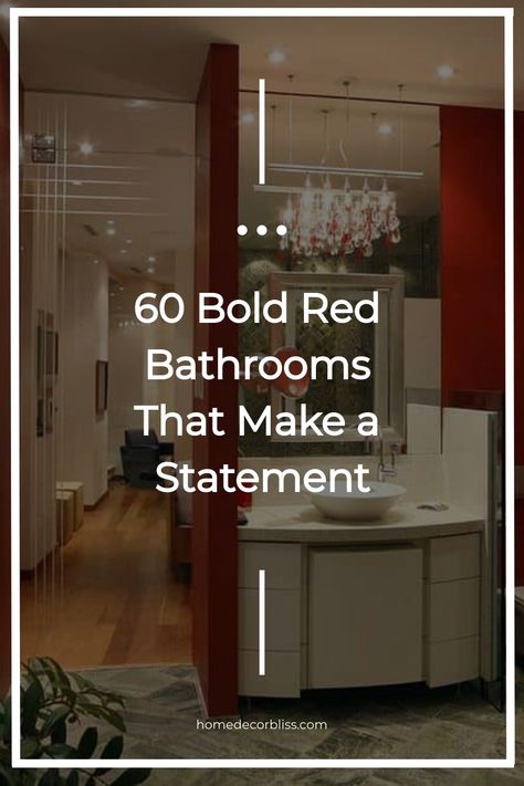 60 Bold Red Bathrooms That Make a Statement Red And Gray Bathroom Ideas, Red And Gold Bathroom Ideas, Maroon Bathroom Decor, Burgundy Bathroom Walls, Red Bathroom Walls, Rustic Bathrooms Ideas Farmhouse, Dark Red Bathroom, Burgundy Bathroom Ideas, Red And Black Bathroom