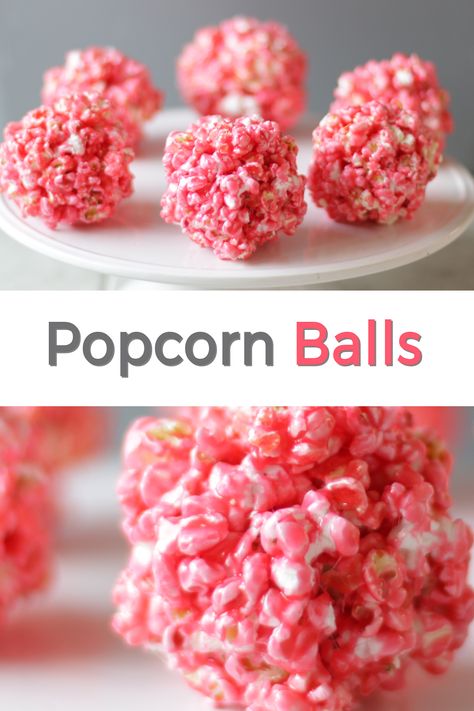 Popcorn Balls Recipe, Big Ang, Pink Popcorn, Popcorn Balls, Baby Boy Shower Favors, Pink Foods, Pink Out, Barbie Birthday, Barbie Party