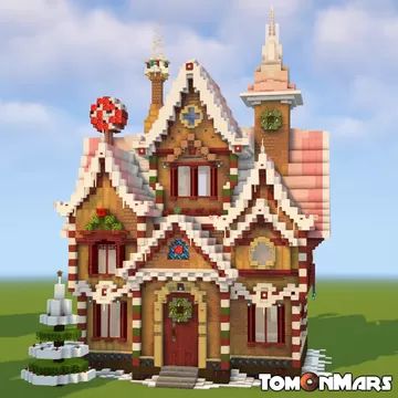 Ginger Bread House Minecraft, Santas Grotto Minecraft, North Pole Minecraft, Mincraft Idea Houses Christmas, Snow Build Minecraft, Minecraft Santas Workshop, Minecraft Santas Village, Christmas In Minecraft, Minecraft Sleigh