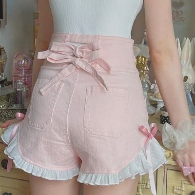 Pink Bow Ruffle High Waist Lace Shorts · TeddyLoveEve · Online Store Powered by Storenvy