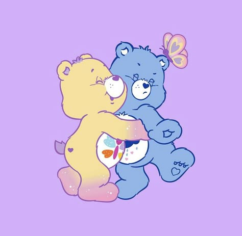 Calming Heart Bear, Care Bears Hugging, Love Cartoons Aesthetic, Care Bears Vintage, Jelly Wallpaper, Care Bears Cousins, Mini Doodle, Bff Drawings, Images Harry Potter