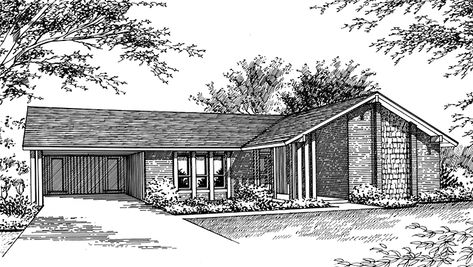 Midcentury House Plans, Oasis Springs, Mid Century Modern House Plans, Modern Farmhouse Ranch, Colonial Farmhouse, Mid Century Ranch, Ranch Style House, Ranch House Plan, Vintage House Plans