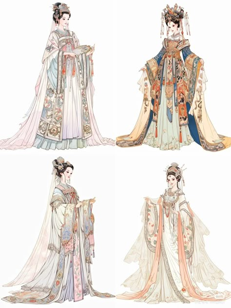 Ancient China Clothing, Empress Dress, Chinese Empress, Chinese Fancy Dress, Vestidos Anime, Traditional Asian Dress, Ancient Chinese Dress, Fashion Design Sketch, Chinese Traditional Clothing