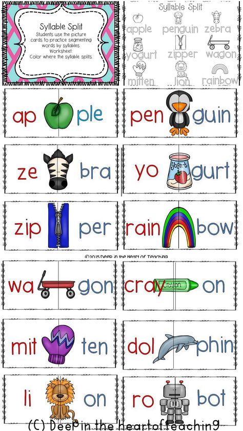 Syllables in Word Work Syllables Activities, Phonics Reading Passages, Sight Word Fun, Phonics Flashcards, Cvc Words Kindergarten, Classroom Anchor Charts, Phonics Rules, Learning English For Kids, Jolly Phonics