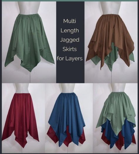 Jagged Skirt, Ren Faire Outfits, Ren Faire Costume, Fair Outfits, Fest Outfits, Fairy Skirt, Fairy Costume, Layered Skirt, Fantasy Fashion