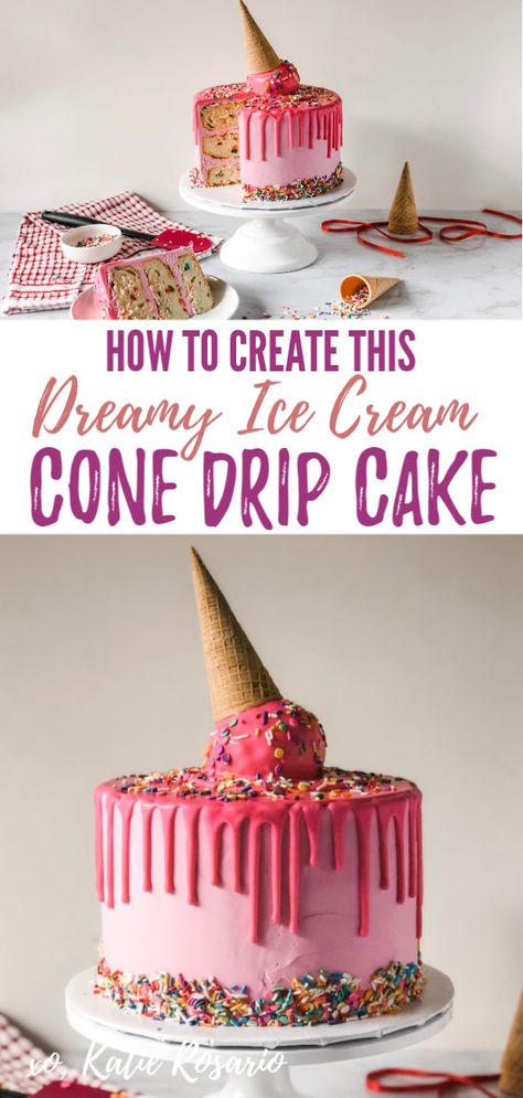 Homemade Pound Cake, Ice Cream Cone Cake, Moist Vanilla Cake, Melting Ice Cream, Cakes To Make, Cake Decorating For Beginners, Cake Decorating Classes, Diy Ice Cream, Semi Homemade