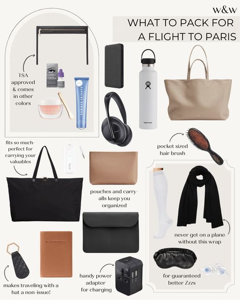 What to Pack for a Flight to Paris - wit & whimsy Cuyana Tote, What To Pack For Paris, Luggage Essentials, Paris Packing List, Paris Packing, Flight To Paris, Weekend In Paris, Flight Essentials, Travel Bag Essentials