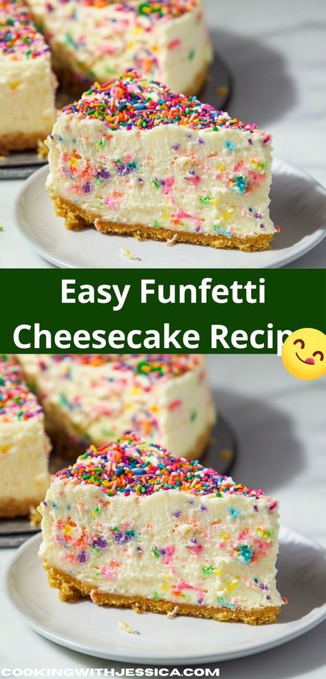 Looking for a delightful dessert? This Funfetti Cheesecake Recipe is a creamy, colorful treat that adds fun to any occasion. With its vibrant sprinkles and rich flavor, it’s perfect for family celebrations. Unique Recipes Desserts, Creamy Cheesecake Recipe, Funfetti Cheesecake, Birthday Cheesecake, Rich Cheesecake, Cake Cheesecake, Colorful Desserts, Festive Desserts, Unique Desserts