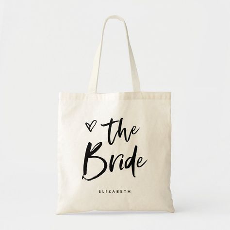 Hampers Bag, Diy Bridesmaid Gifts, Script Heart, Bride Tote Bag, Wedding Script, Bride Tote, Simple Bride, Bags Ideas, Event Signage