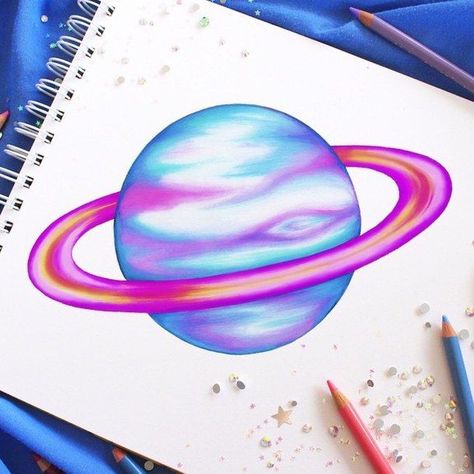 Pencil Drawings Tumblr, Easy Pencil Drawings, Planet Drawing, Filmy Vintage, Prismacolor Art, Space Drawings, Colored Pencil Artwork, Pencil Drawings Easy, Moon Drawing