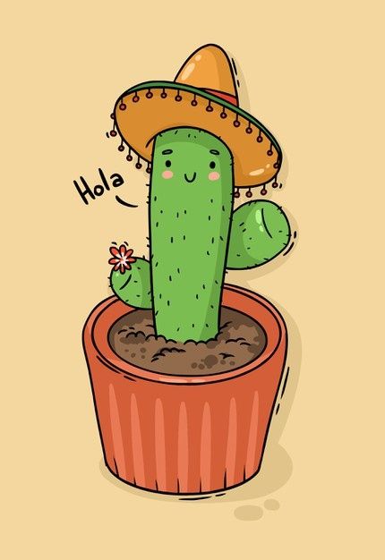 Kawaii, Cactus Digital Art, Cactus Cartoon Cute, Cactus Character Design, Cactus Drawing Cute, Cartoon Cactus Drawing, Cute Plant Drawings, Cute Cactus Painting, Cactus Plants Drawing