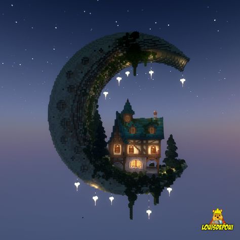 You can get all my builds via patreon! Minecraft Solar System, Space Castle Art, Cresent Moon Minecraft Build, Twd Minecraft Builds, Minecraft Astrology Builds, Space House Minecraft, Minecraft Sky House Ideas, Minecraft Planet Build, Space House Concept Art