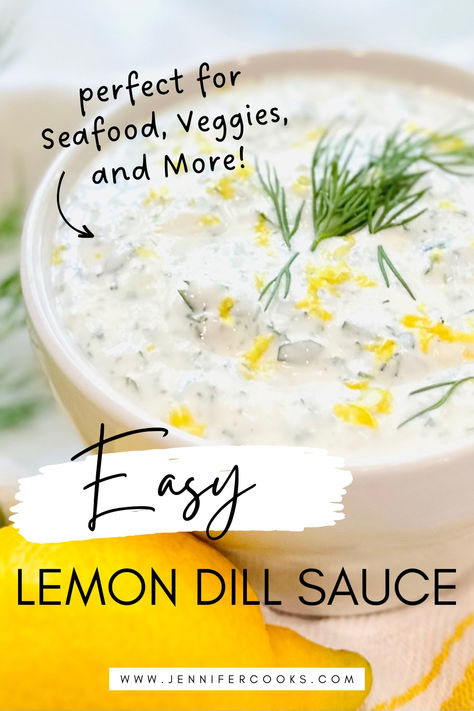 Looking for a versatile, easy-to-make sauce that pairs perfectly with seafood, veggies, and more? This creamy lemon dill sauce is the answer! Made with fresh lemon juice, dill, sour cream, and garlic, it’s tangy, zesty, and packed with flavor. Perfect for fish recipes, as a delicious dip, or drizzled over your favorite dishes. Whip it up in minutes with a handful of ingredients! Save this easy dill sauce recipe for your next meal or snack. #LemonDillSauce #CreamySauce #SeafoodDip #EasyRecipes Lemon Dill Dip, Creamy Dill Sauce For Chicken, Dill Sauce For Fish, Fresh Dill Dip Recipe, Dip For Fish, Lemon Dill Aioli Recipe, Recipes With Dill, Steak Cream Sauce, Creamy Lemon Dill Sauce