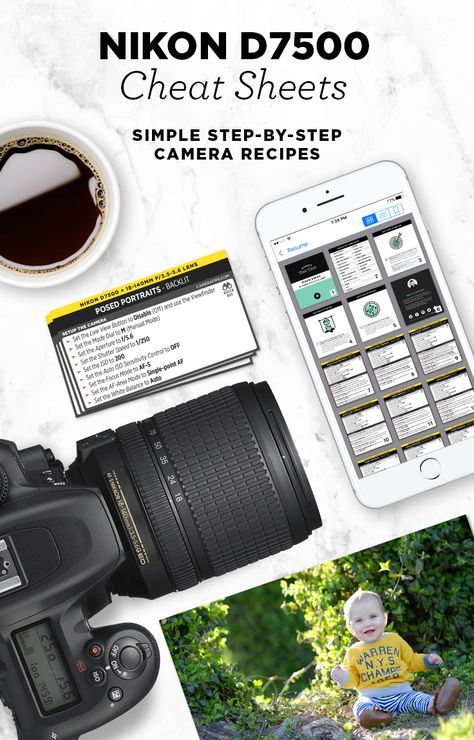 Simple step-by-step cheat sheets, to help you take better photos with your Nikon D7500. Find out exactly which settings to use with your D7500 for a variety of subjects. Take them with you wherever you go. Photography Ideas For Beginners, Photography 101 Canon, Nikon D7500, Simple Camera, Nikon D5600, Dslr Photography Tips, Camera Aesthetic, Photography Cheat Sheets, Camera Dslr